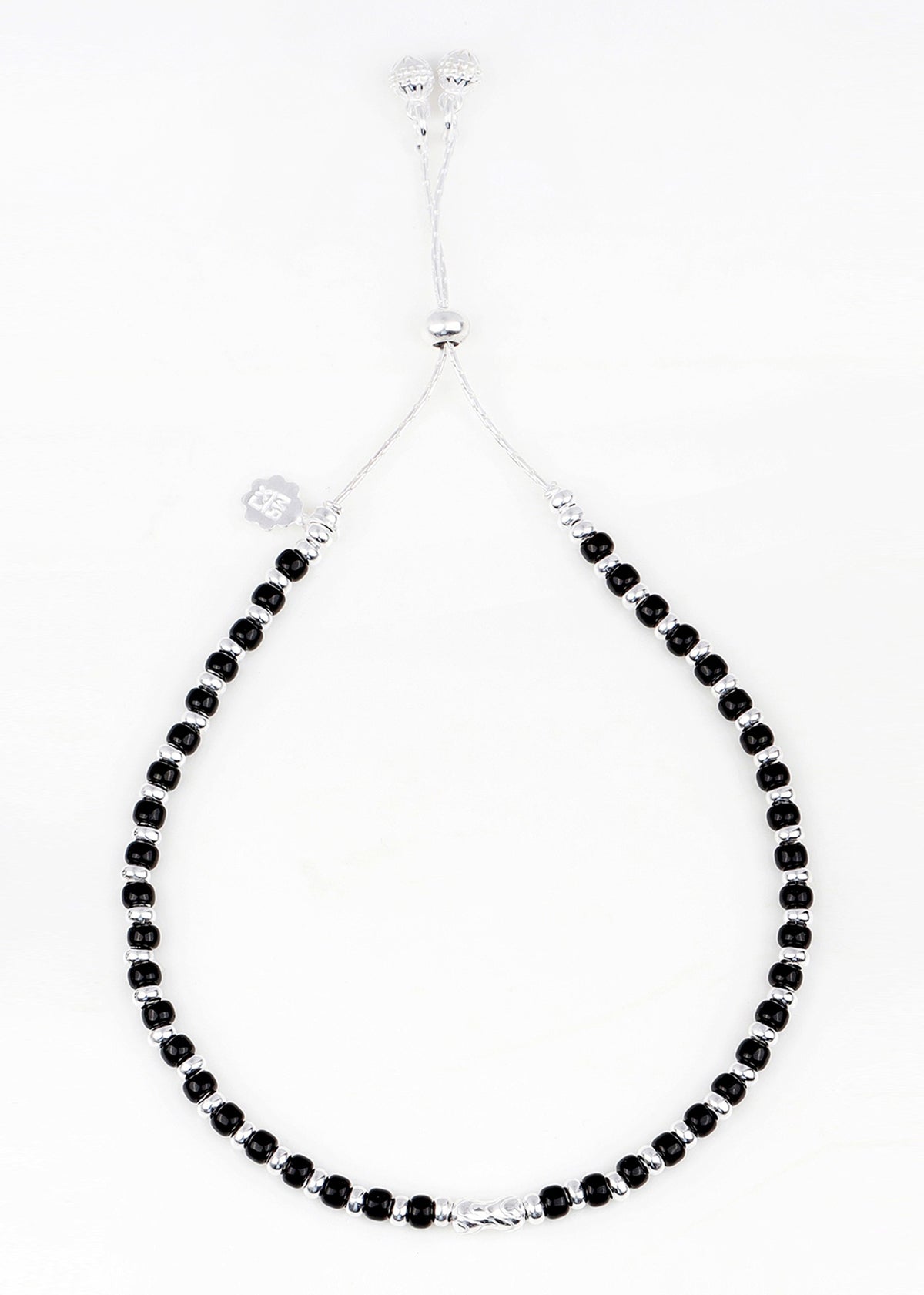 Sterling Silver Anklet with Black beads