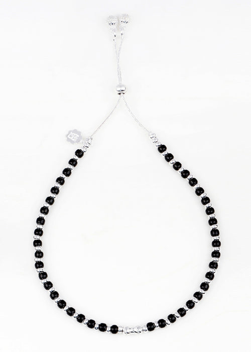 Sterling Silver Anklet with Black beads